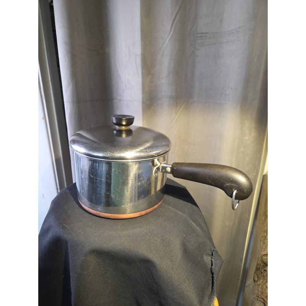 Vintage Revere Ware 3 Qt. Copper Bottom 1801 Sauce Pan Pot With Lid